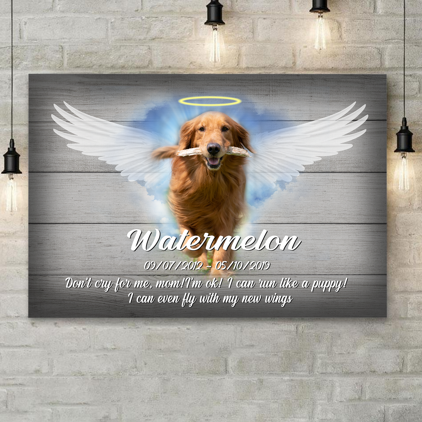 Don’t Cry For Me Mom! I’m ok!! I Can Run Like a Puppy! Customized  Pet Picture Frame Canvas Poster Memorial Gifts