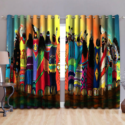 Pow Wow Native American Blackout Thermal Grommet Window Curtains Pi110501 - Amaze Style™-Curtains