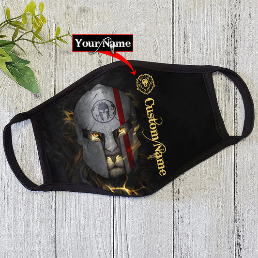 Customize Name Lion Warrior Face Mask TP