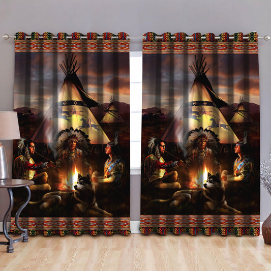 Native American Pow Wow Blackout Thermal Grommet Window Curtains Pi160507 - Amaze Style™-Curtains