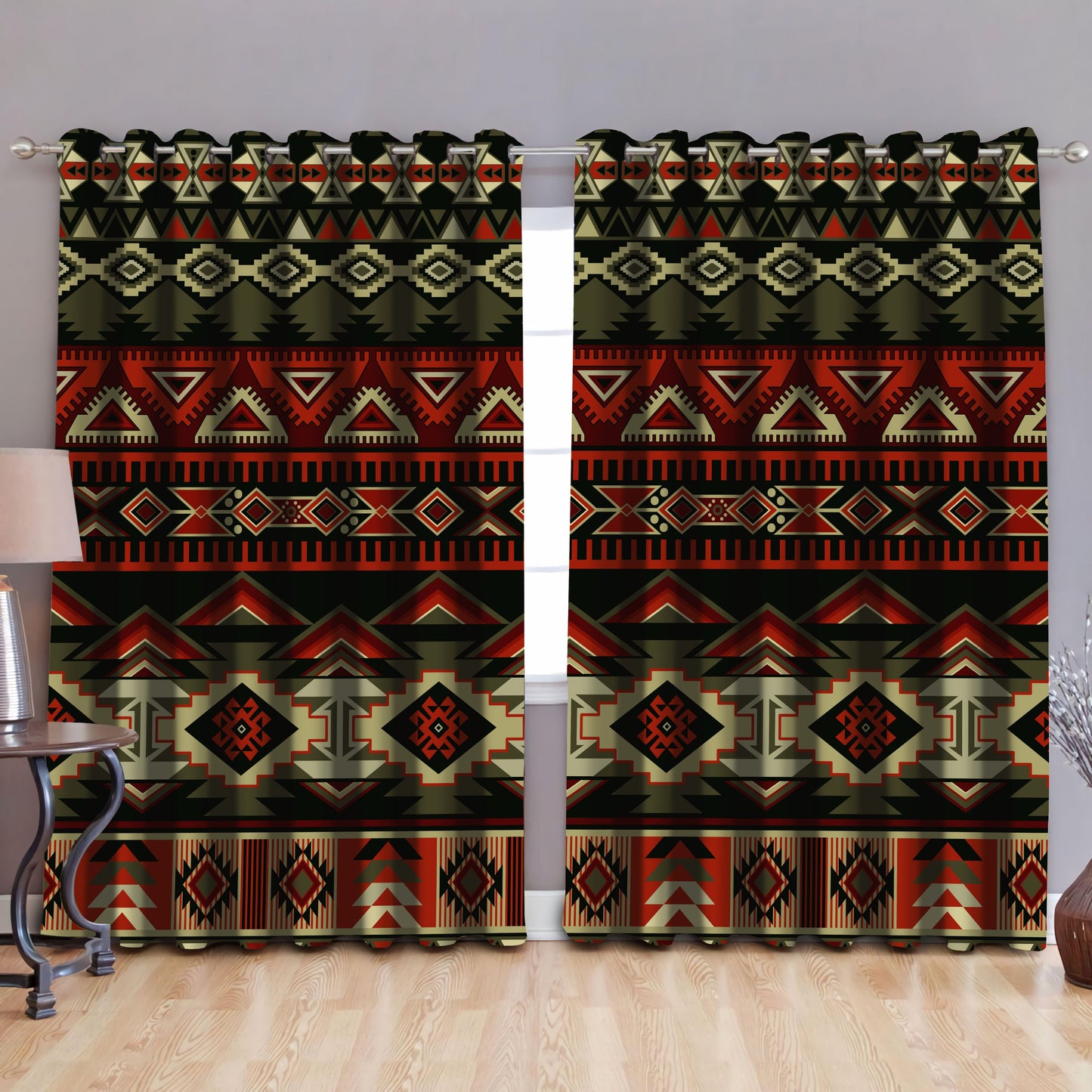 Native American Pattern Blackout Thermal Grommet Window Curtains Pi190511 - Amaze Style™-Curtains