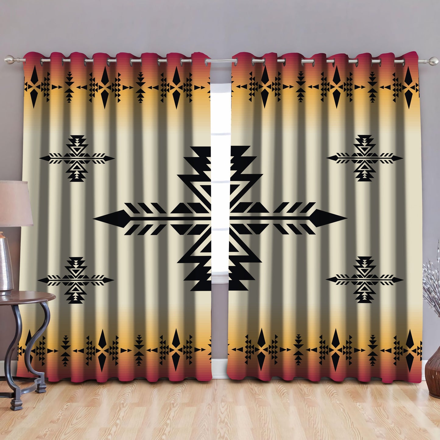 Native American Pattern Blackout Thermal Grommet Window Curtains Pi190512 - Amaze Style™-Curtains