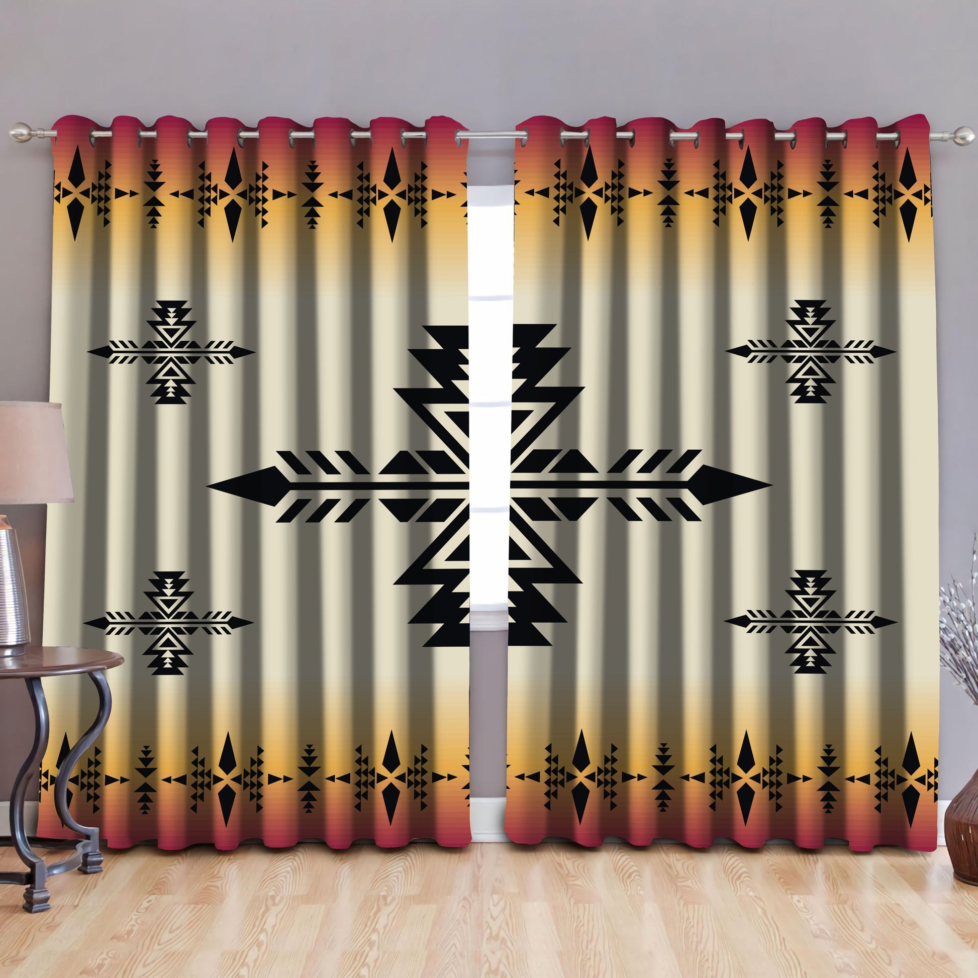 Native American Pattern Blackout Thermal Grommet Window Curtains Pi190512 - Amaze Style™-Curtains