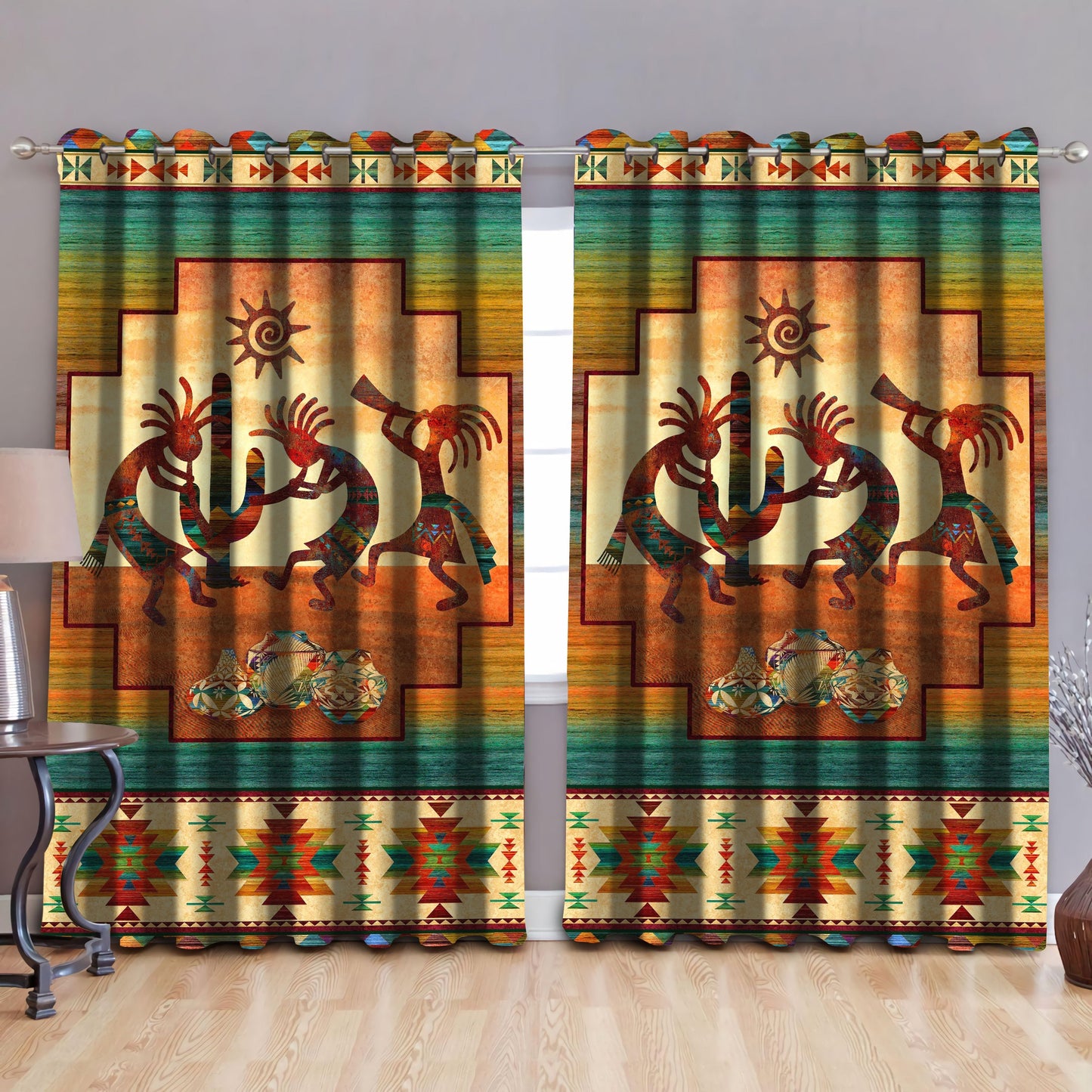 Native American Pattern Blackout Thermal Grommet Window Curtains Pi190508 - Amaze Style™-Curtains