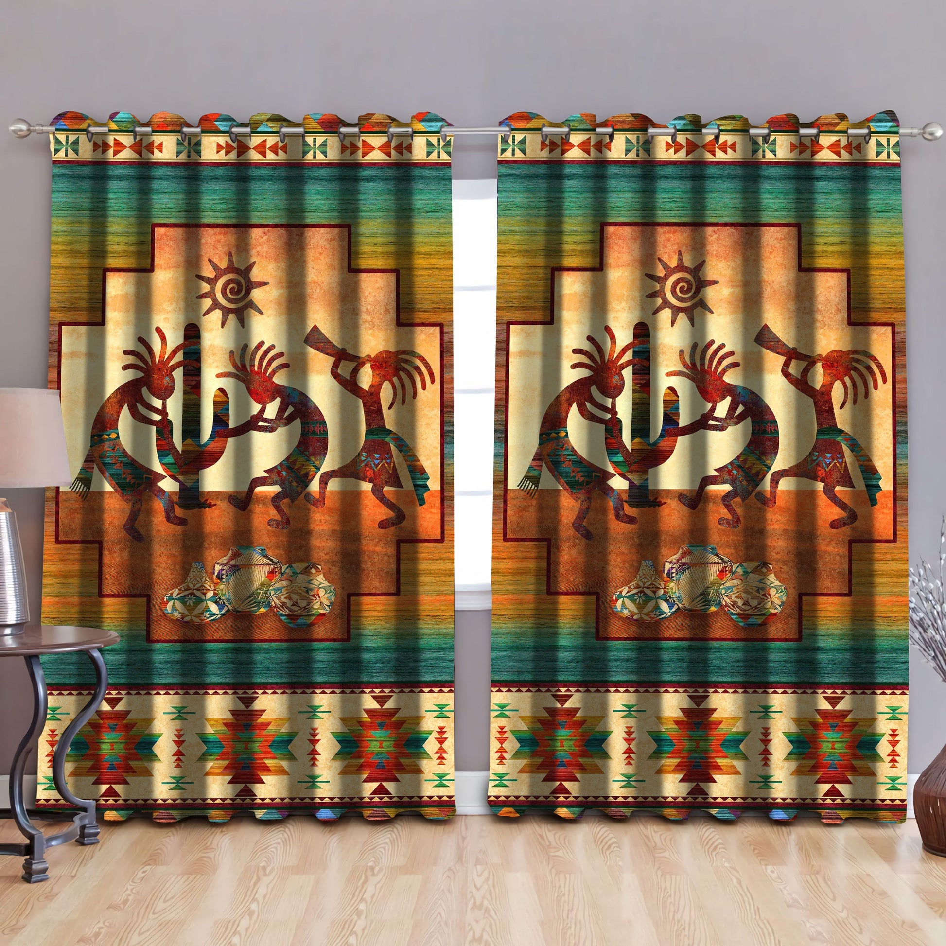 Native American Pattern Blackout Thermal Grommet Window Curtains Pi190508 - Amaze Style™-Curtains