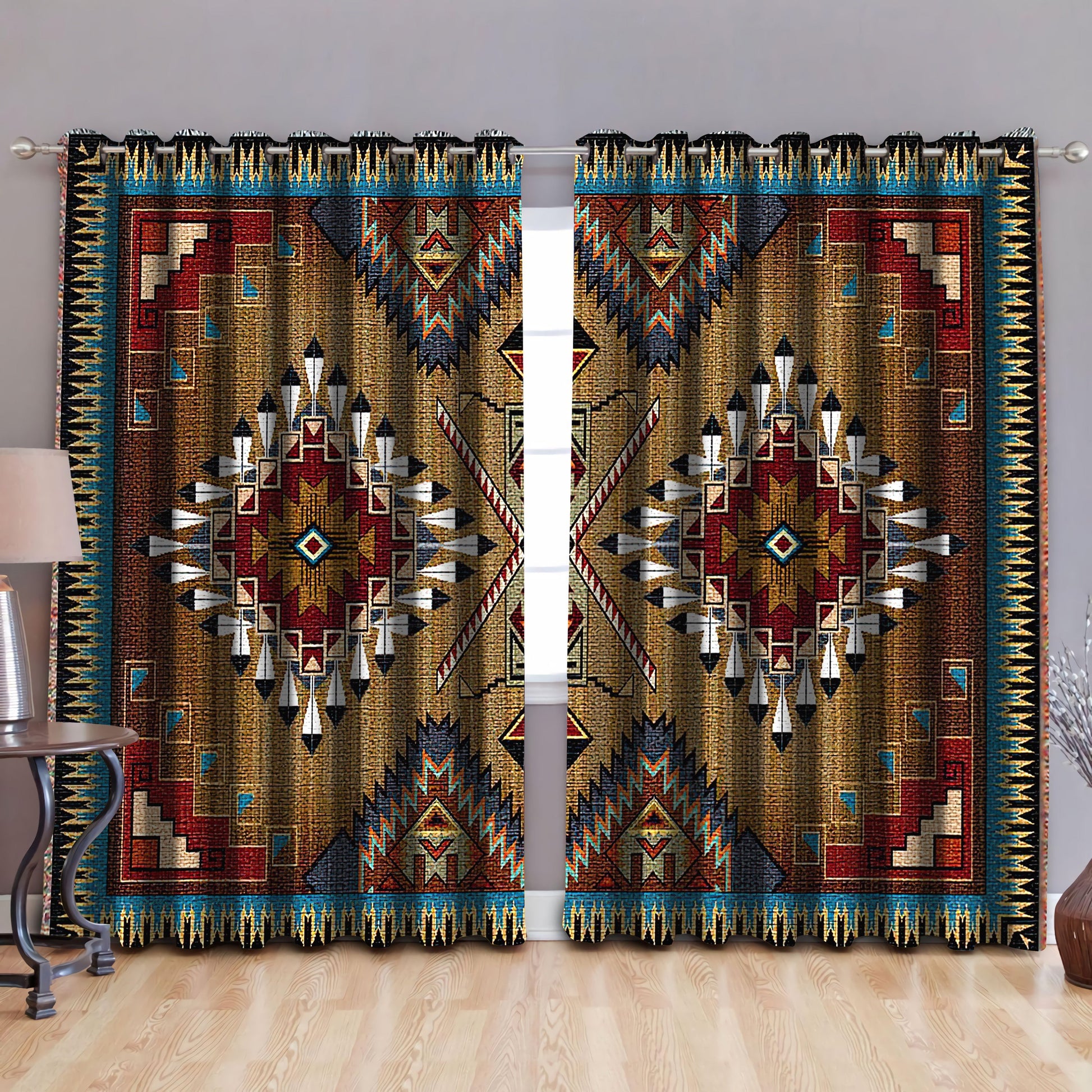 Native American Pattern Blackout Thermal Grommet Window Curtains Pi200501S1 - Amaze Style™-Curtains