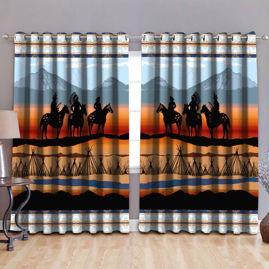 Native American Pattern Blackout Thermal Grommet Window Curtains Pi200506 - Amaze Style™-Curtains