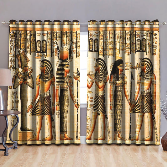 Ancient Egyptian Goddess Pattern Blackout Thermal Grommet Window Curtains Pi22062005