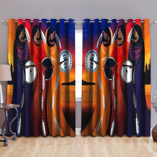 Native American Pattern Blackout Thermal Grommet Window Curtains Pi270501 - Amaze Style™-Curtains