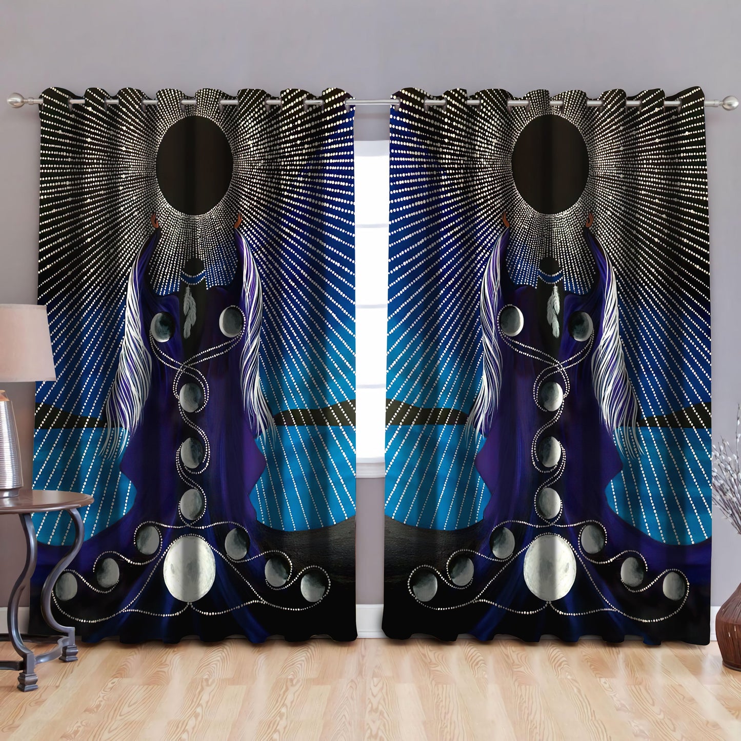 Native American Pow Wow Blackout Thermal Grommet Window Curtains Pi270502 - Amaze Style™-Curtains