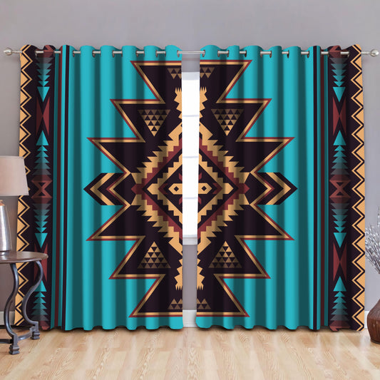 Native American Pattern Blackout Thermal Grommet Window Curtains Pi30052002