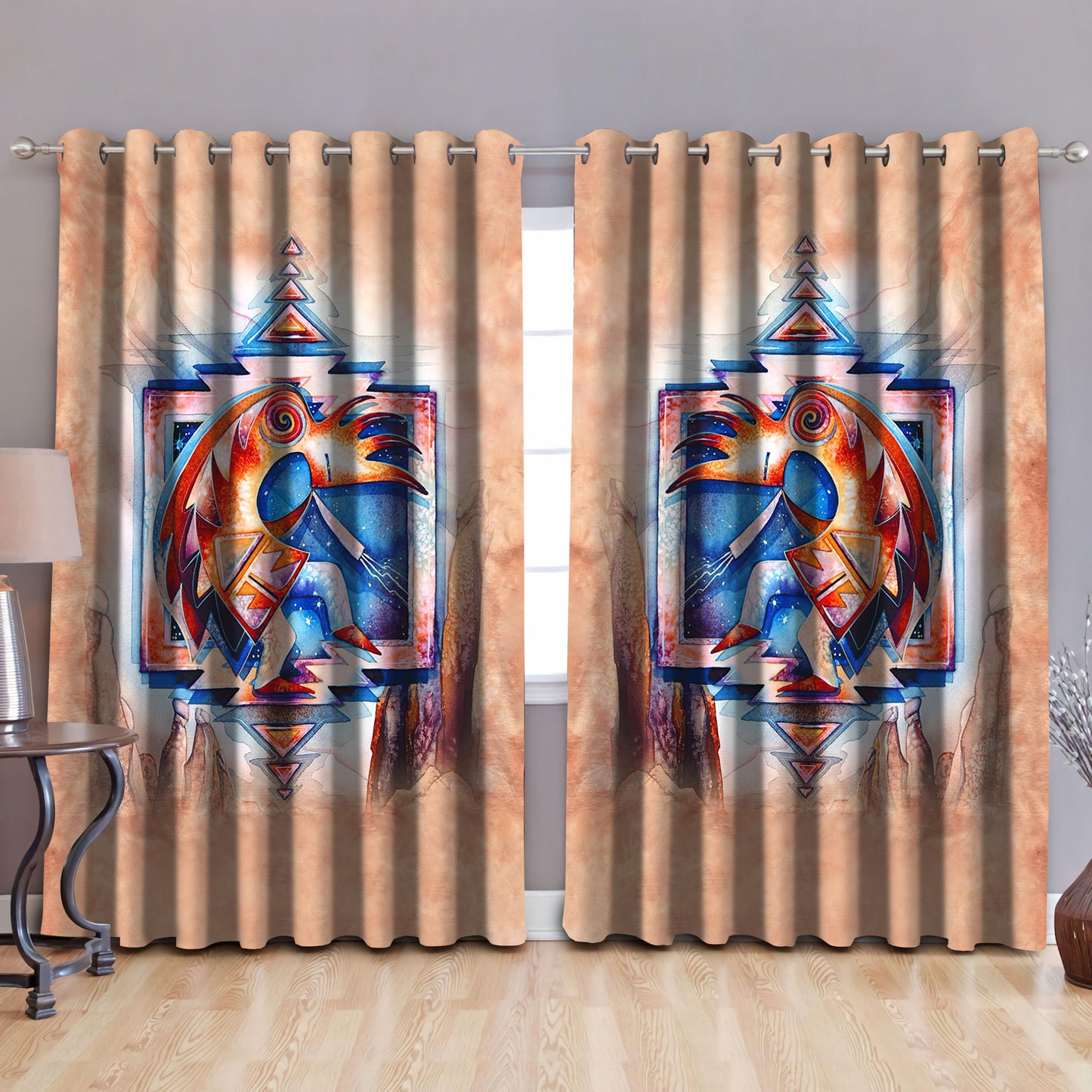 Native American Pattern Blackout Thermal Grommet Window Curtains Pi30052007