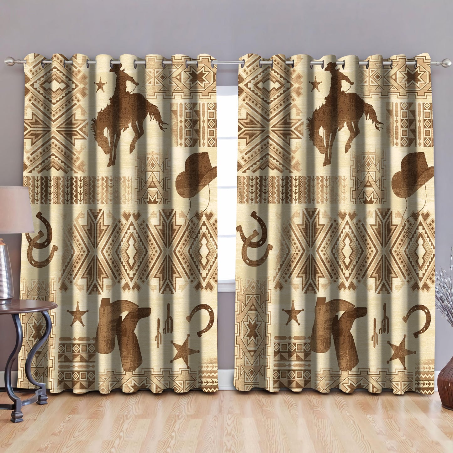 Native American Pattern Blackout Thermal Grommet Window Curtains Pi30052012
