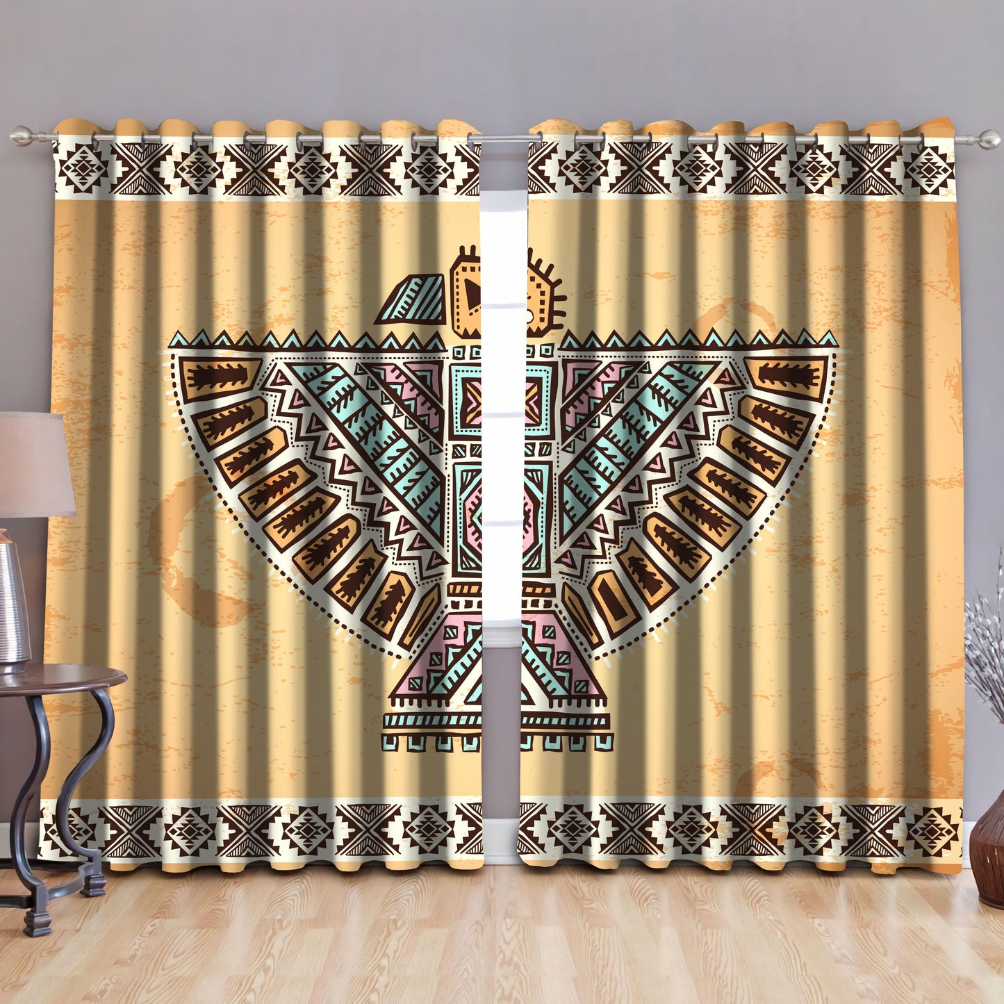 Native American Pattern Blackout Thermal Grommet Window Curtains Pi30052016