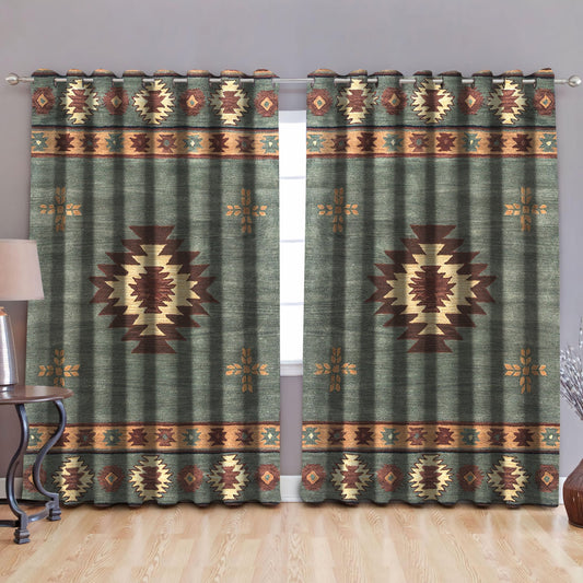 Native American Pattern Blackout Thermal Grommet Window Curtains Pi30052022