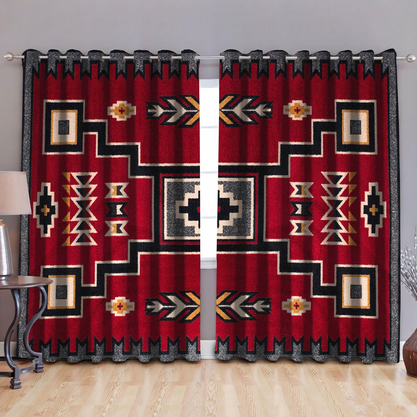 Native American Pattern Blackout Thermal Grommet Window Curtains Pi30052029