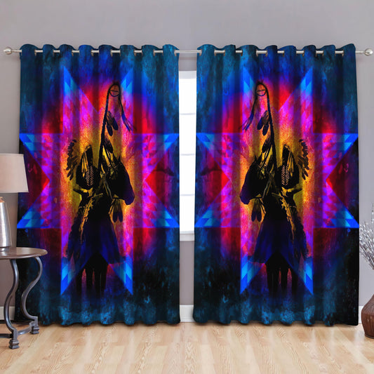 Native American Pattern Blackout Thermal Grommet Window Curtains Pi30052030