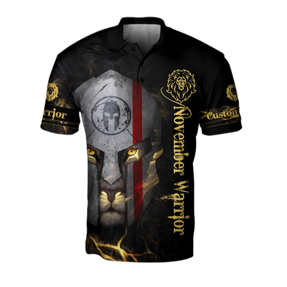Custom Name November Spartan Lion Warrior 3D All Over Printed Unisex Shirts