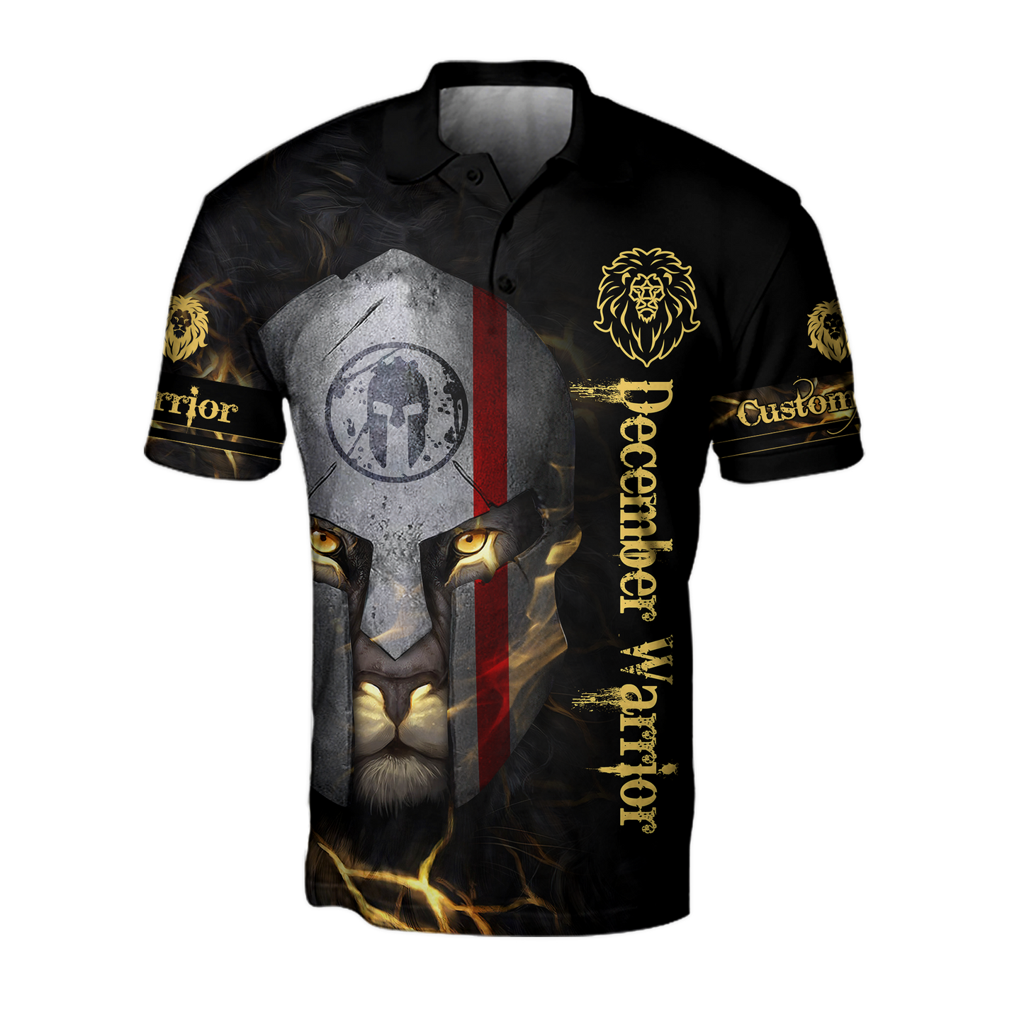 Custom Name December Spartan Lion Warrior 3D All Over Printed Unisex Shirts
