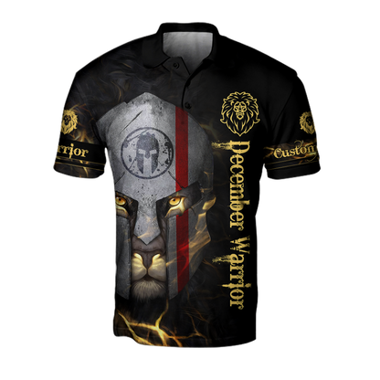 Custom Name December Spartan Lion Warrior 3D All Over Printed Unisex Shirts