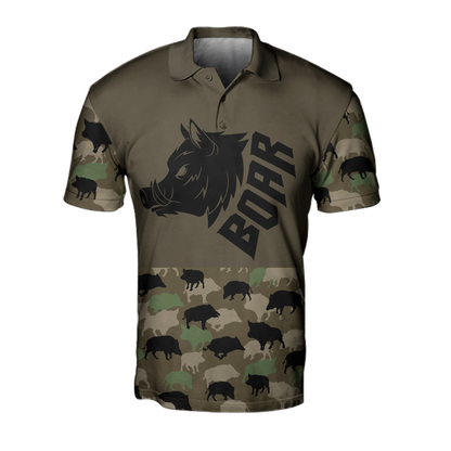 Boar Hunting Dark Green Camo 3D All Over Printed Shirt