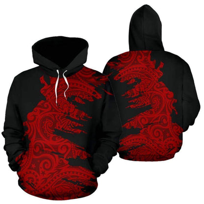 Polynesian Hoodie Painting Red HC2904 - Amaze Style™-Apparel