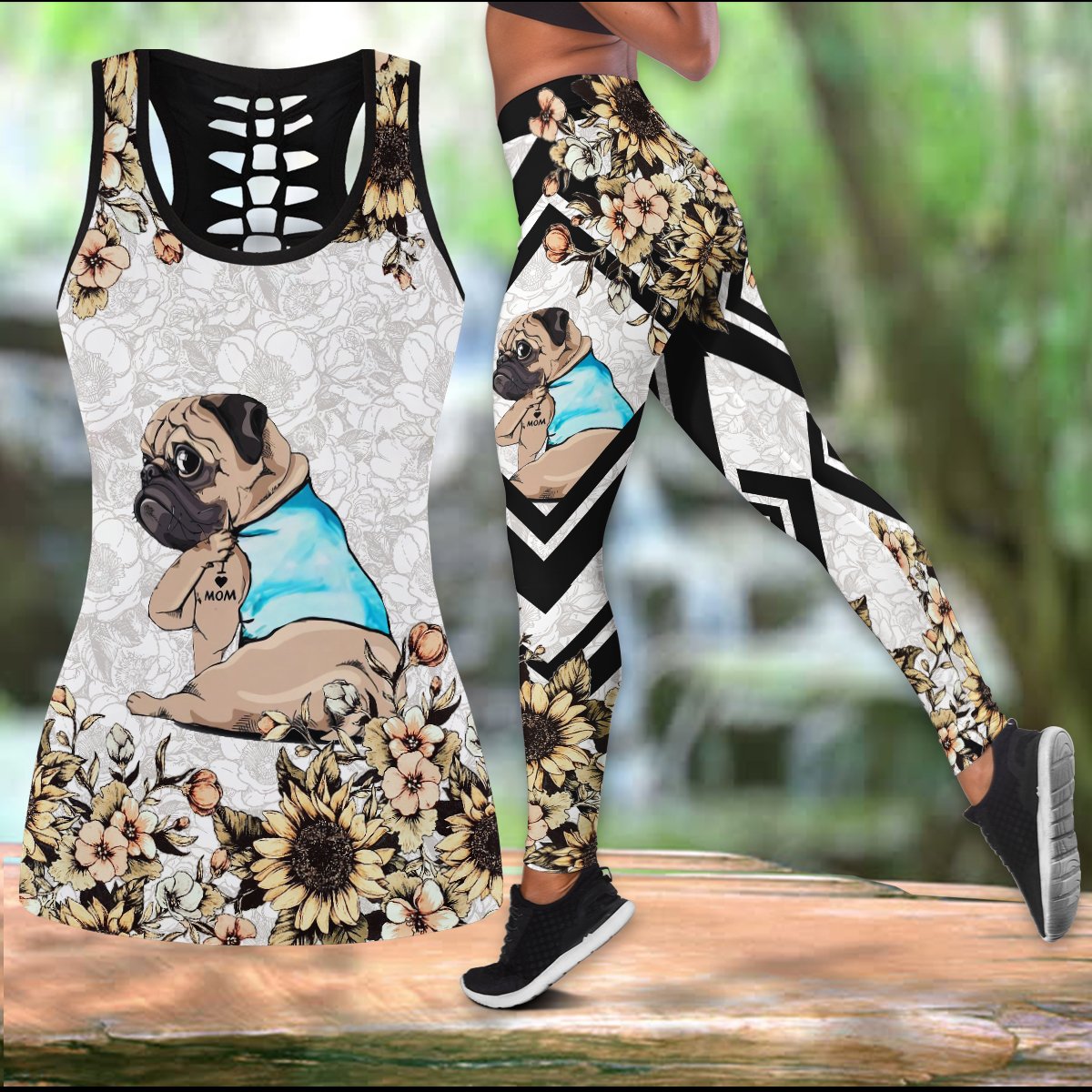 Pug I Love Mom Combo Tank top Legging Outfit for women PL280307 - Amaze Style™-Apparel