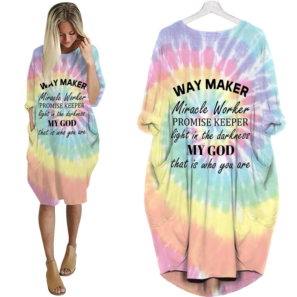 Way Maker Miracle Worker  Batwing Pocket Dress  QB06252001