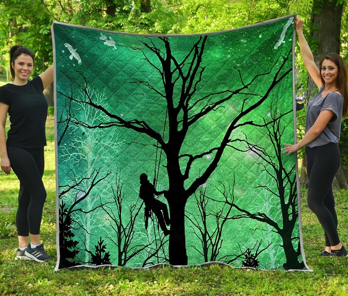 Premium All Over Printed Green Arborist Logger Lumberjack Quilt MEI