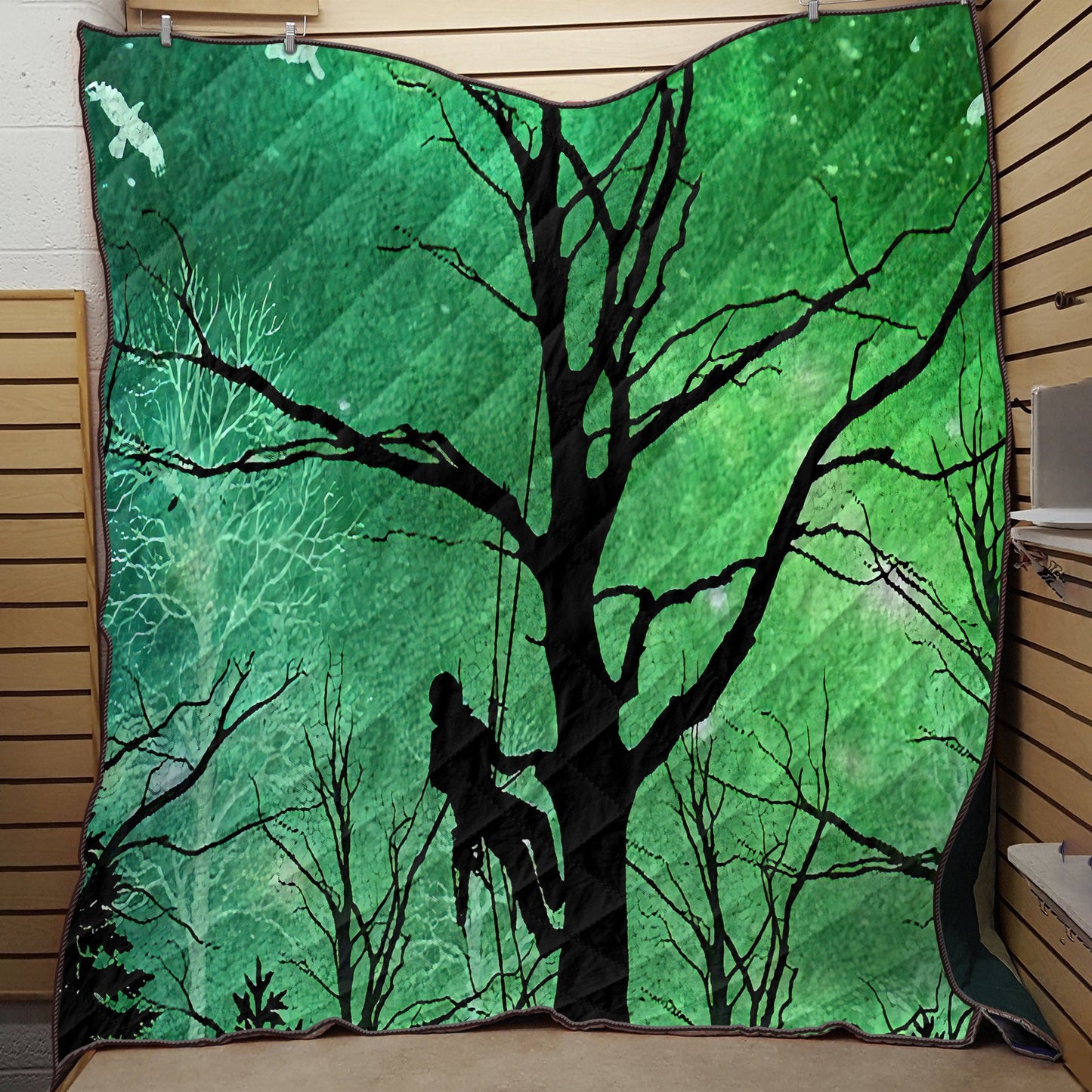 Premium All Over Printed Green Arborist Logger Lumberjack Quilt MEI