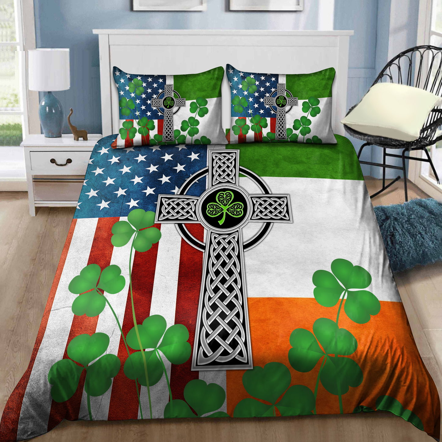 Irish Celtic Knot Cross St.Patrick day 3D Design bedding set