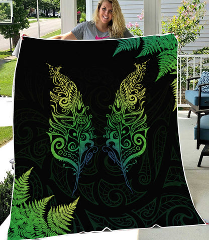 New Zealand Aotearoa Light Silver Fern Painting Art Quilt ML