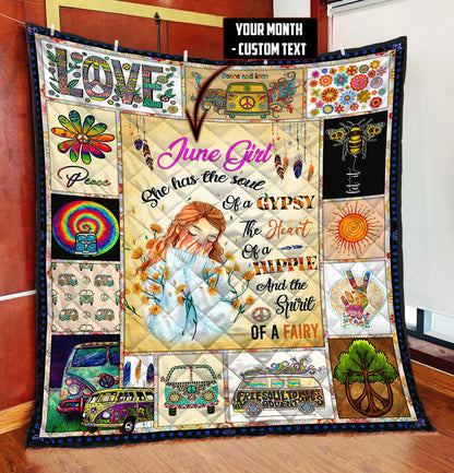 Customize Name Hippie Quilt Blanket