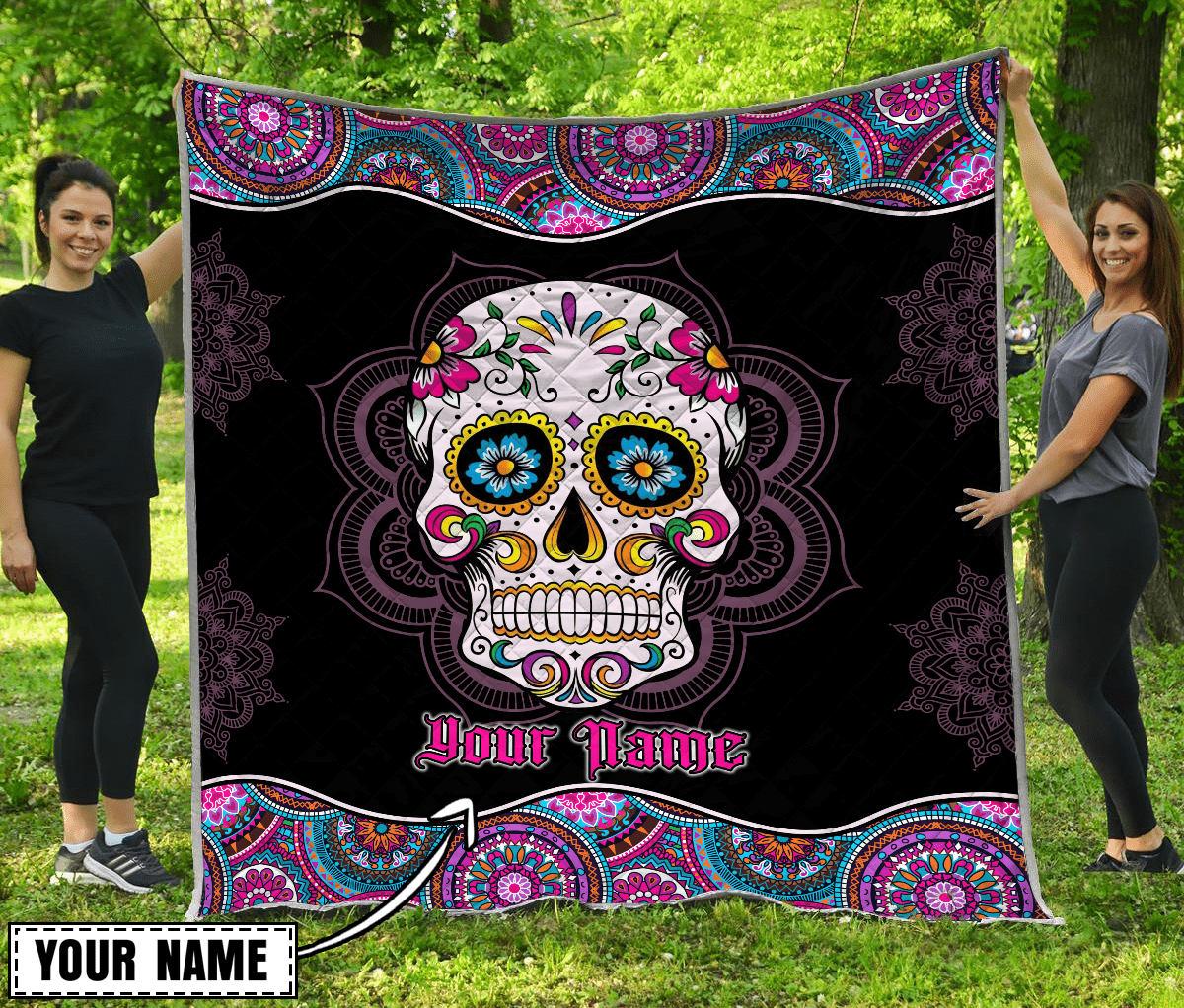 Customize Name Surgar Skull Quilt