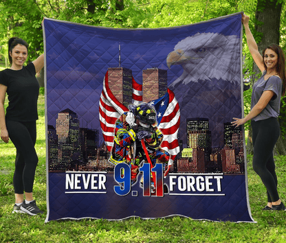 Never Forget Firefighter Quilt Blanket
