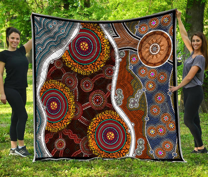 Aboriginal Decors Australian Gifts Brown Circle Dots Quilt