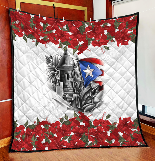 Maga Flower Puerto Rico Quilt Blanket