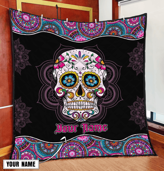 Customize Name Surgar Skull Quilt