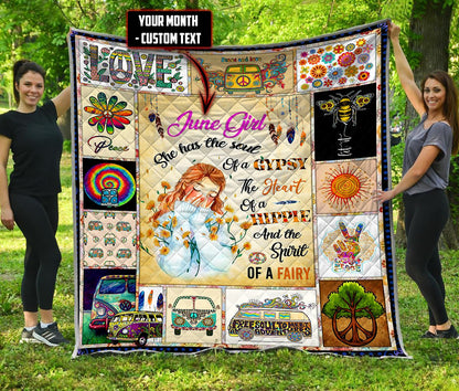 Customize Name Hippie Quilt Blanket