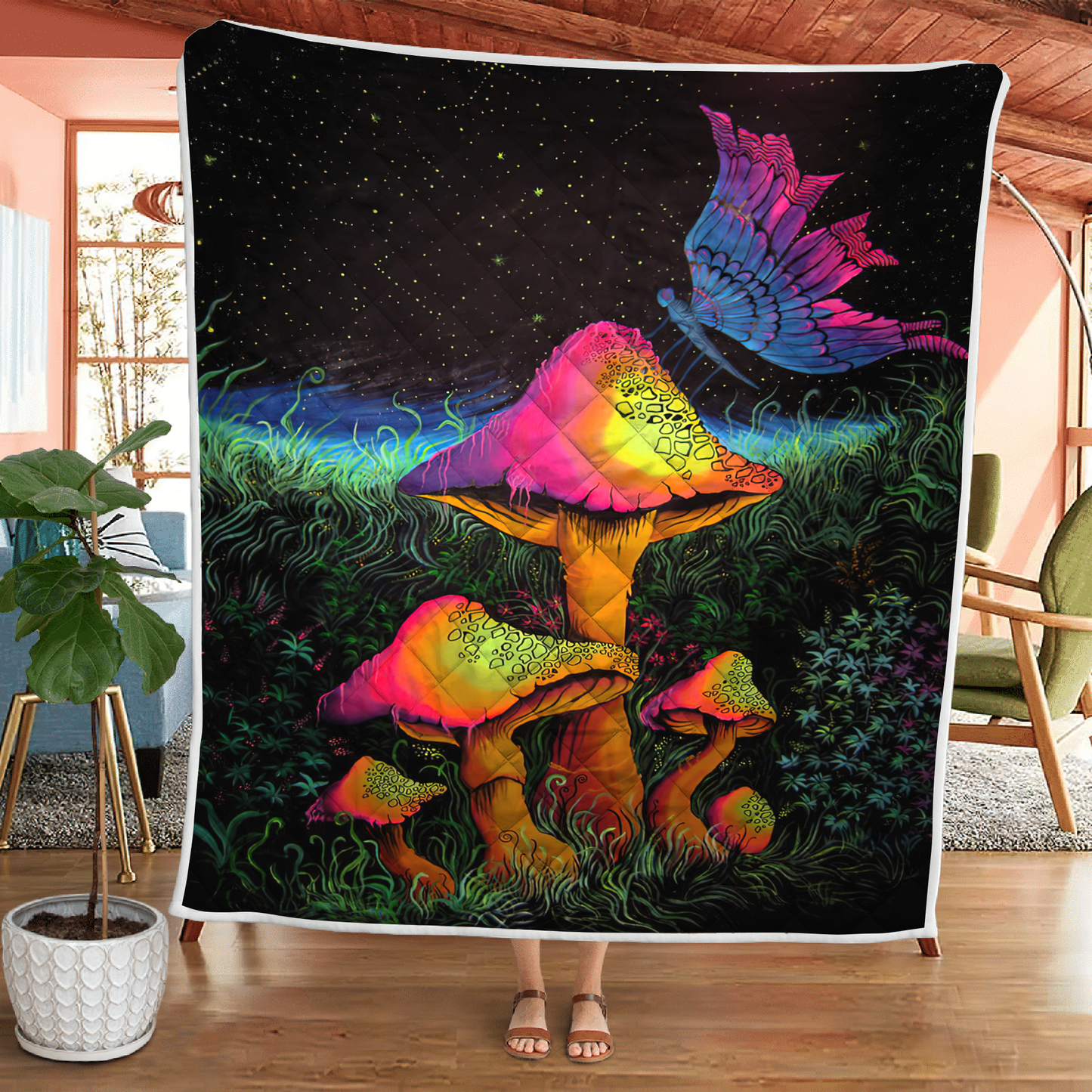 Mushroom 3D All Over Printed Quilt