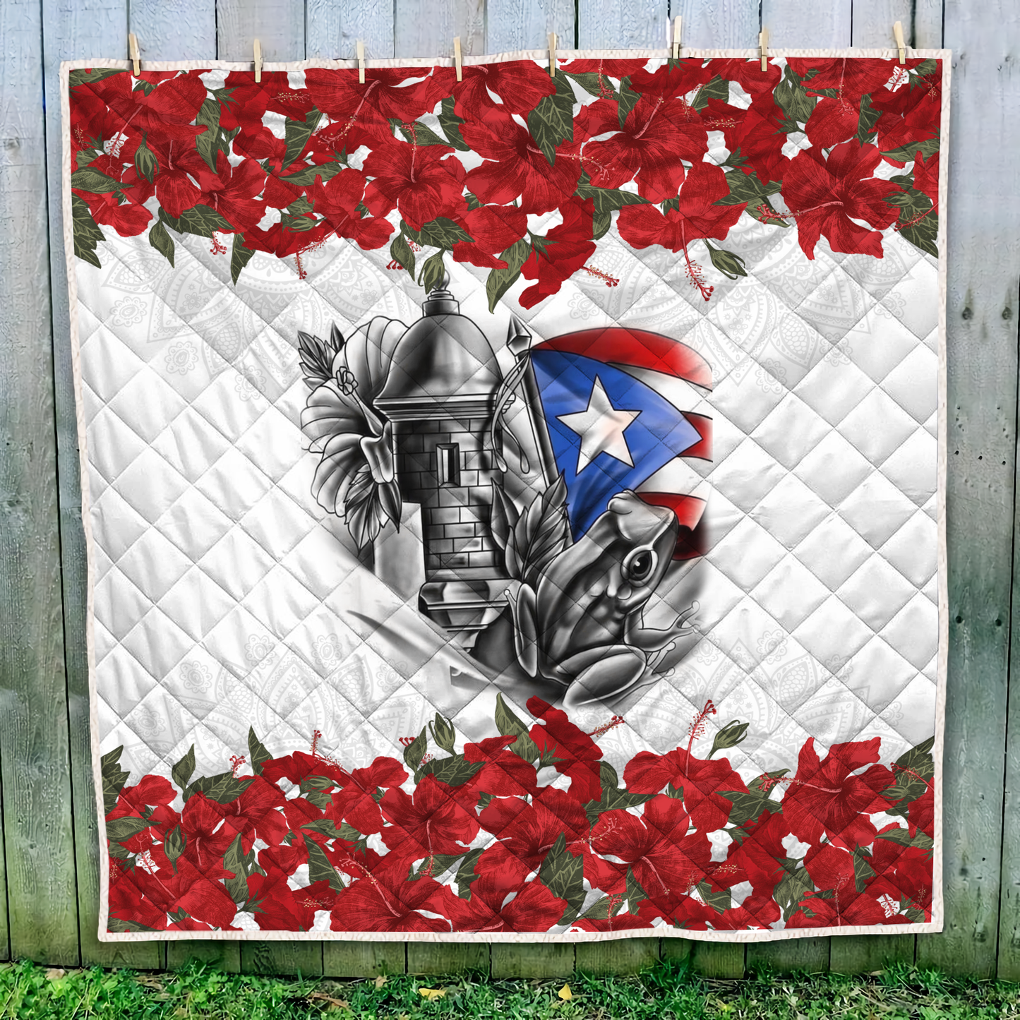 Maga Flower Puerto Rico Quilt Blanket
