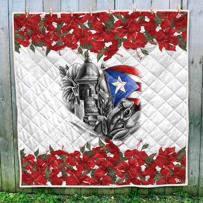 Maga Flower Puerto Rico Quilt Blanket