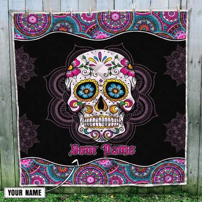Customize Name Surgar Skull Quilt