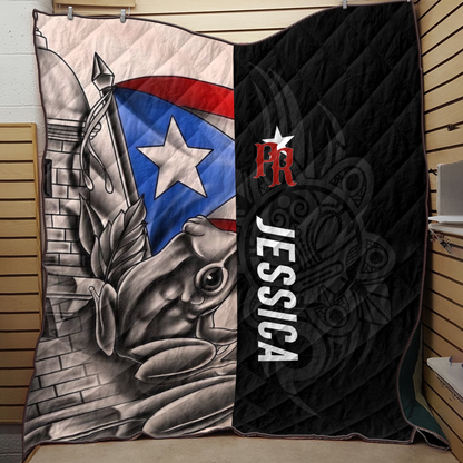 Customize Name Common Coquí Puerto Rico Quilt Blanket