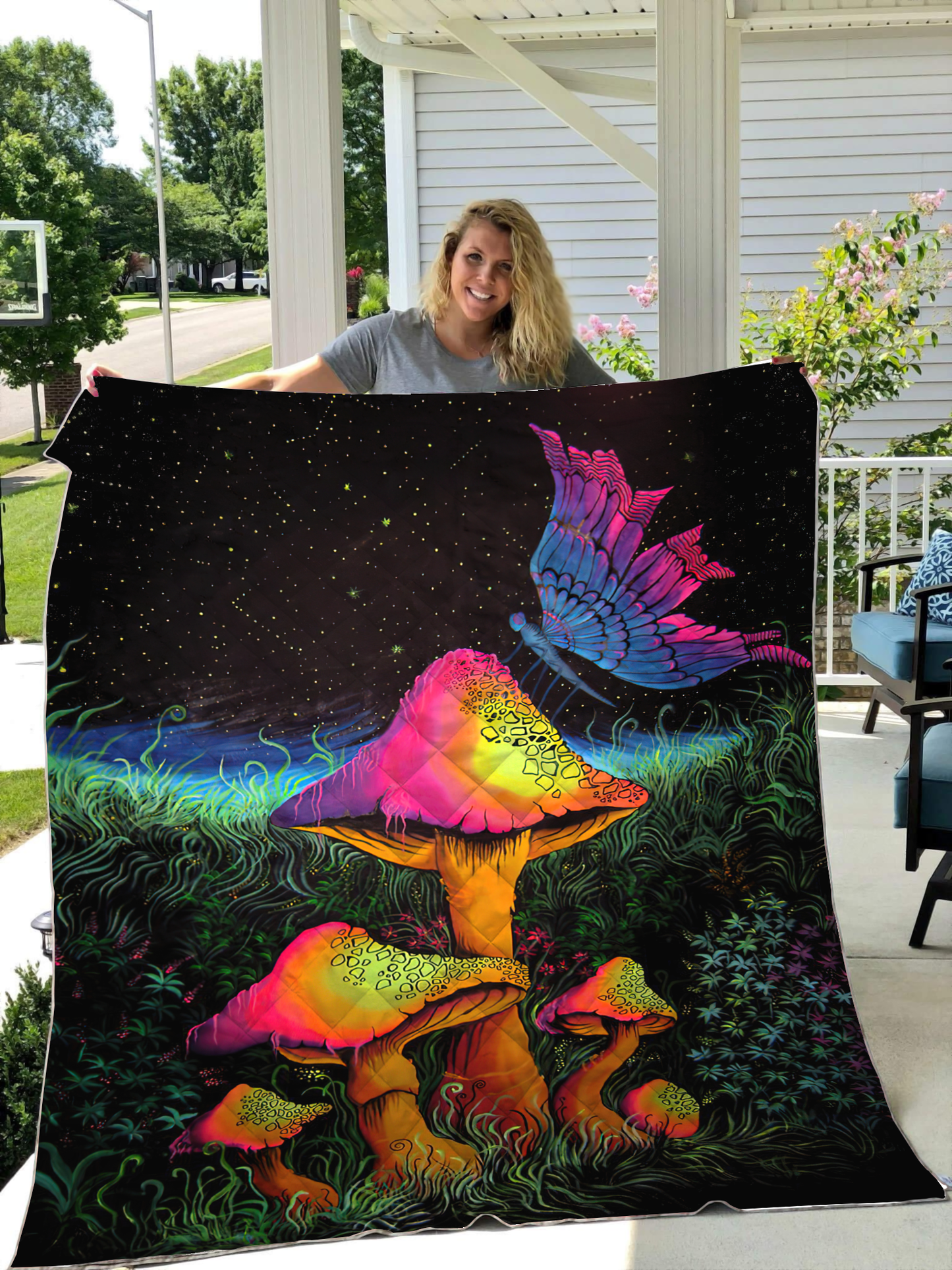 Mushroom 3D All Over Printed Quilt