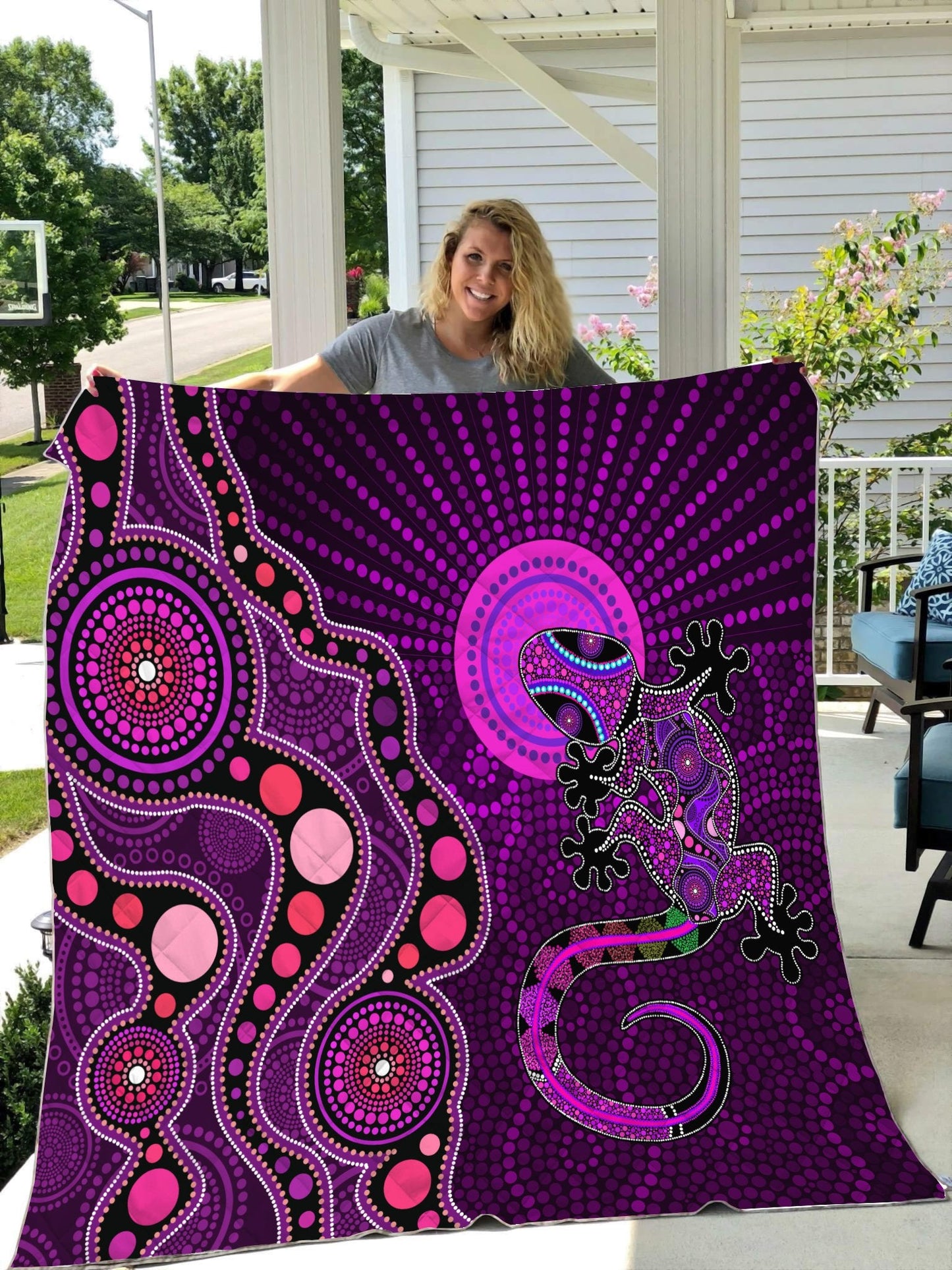 Aboriginal Decors Australian Gifts Purple Lizard Sun Quilt