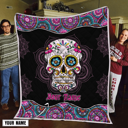 Customize Name Surgar Skull Quilt