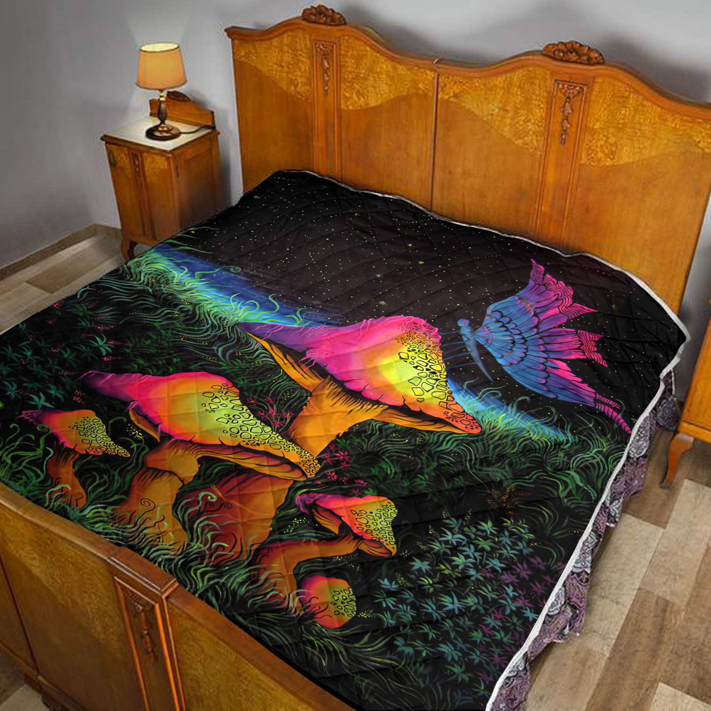 Mushroom 3D All Over Printed Quilt