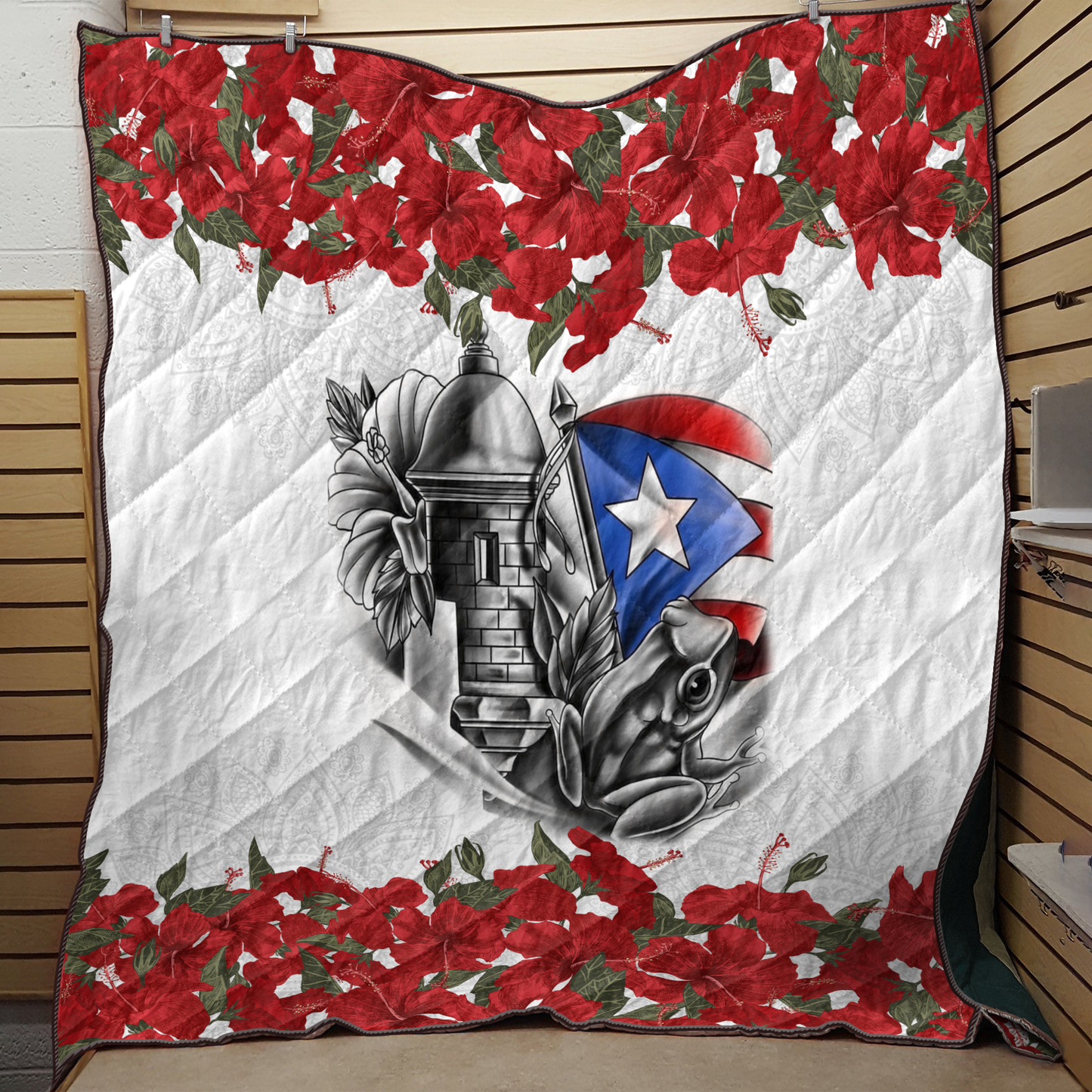 Maga Flower Puerto Rico Quilt Blanket