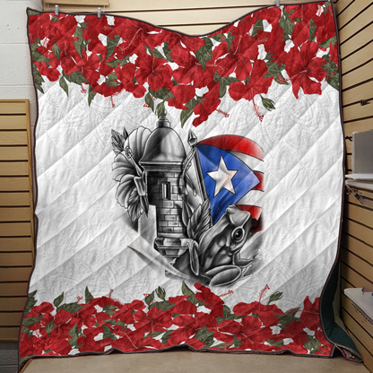 Maga Flower Puerto Rico Quilt Blanket